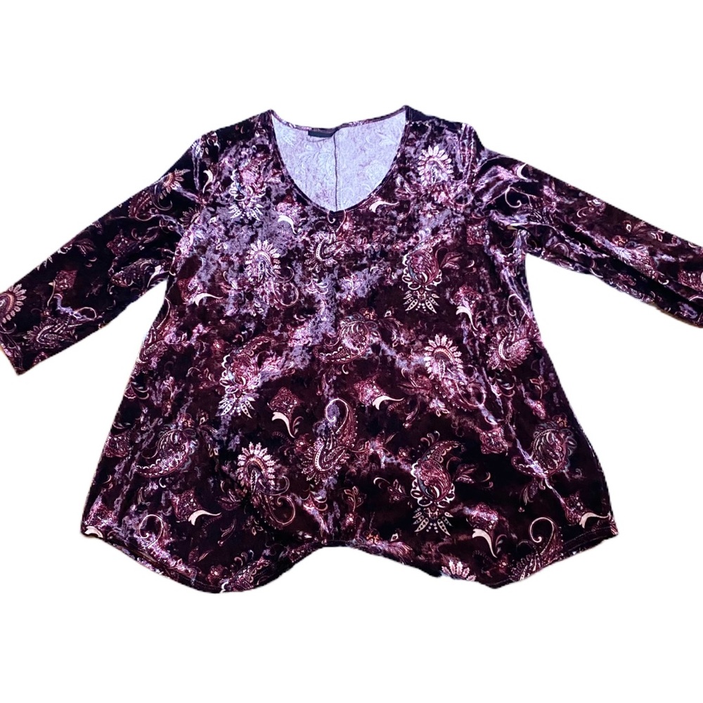 Bleeker & McDougal 2x Purple Velvet Luxe Life V-neck Sweater Mid Sl NWT RN132815